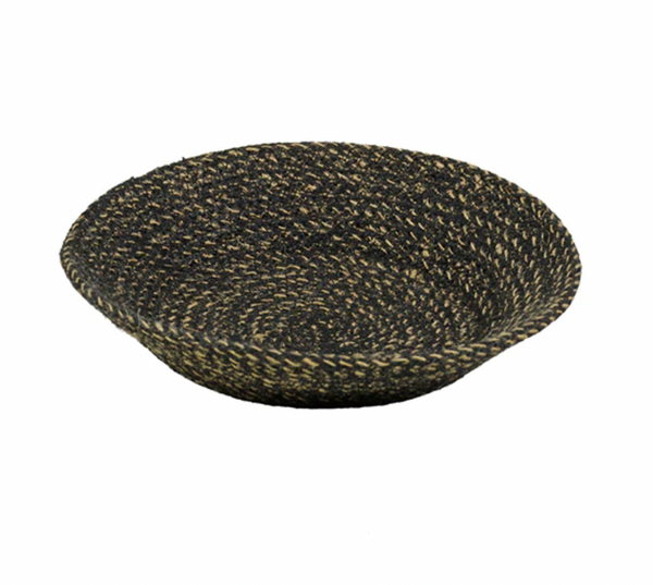 Jute Small Serving Basket in Jet Black/Natural, 24 cm