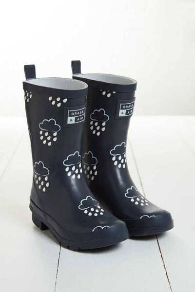 Grass & Air - Older Kids Colour Changing Wellies - Navy