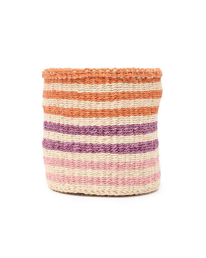 The Basket Room - SAFIRI: Orange, Pink & Purple Stripe Woven Storage Basket: S / Orange / Striped