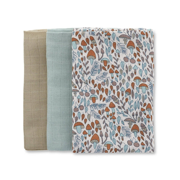Organic Cotton Muslin Squares - Set of 3 - Woodland Walk