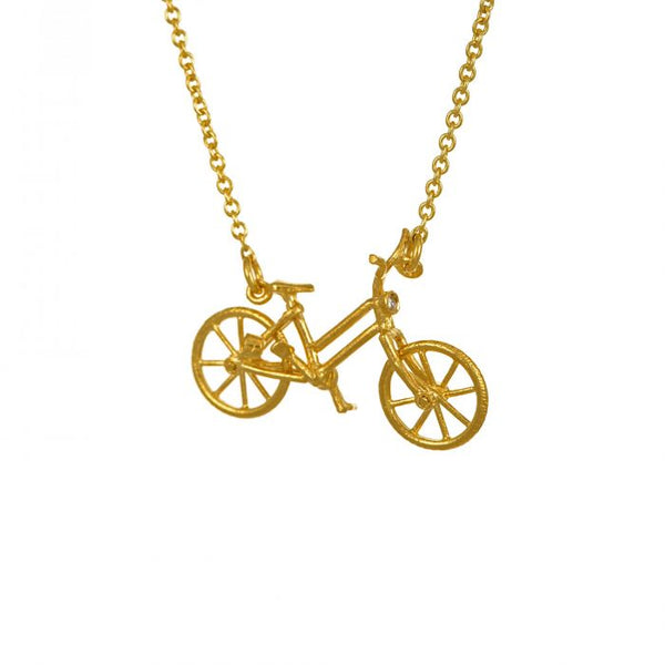 Vintage Bicycle Necklace with Gemstone Lights