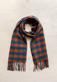 Lambswool Oversized Scarf in Teal Gingham