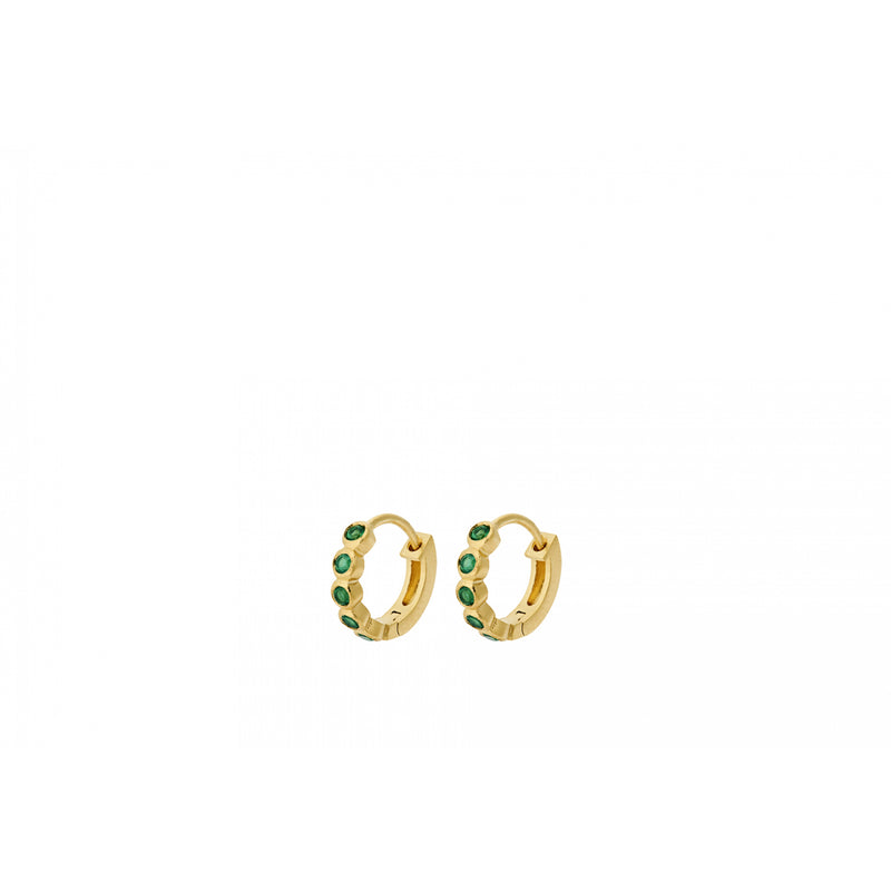 Hope Huggies, Green Chalcedony - Gold Plated
