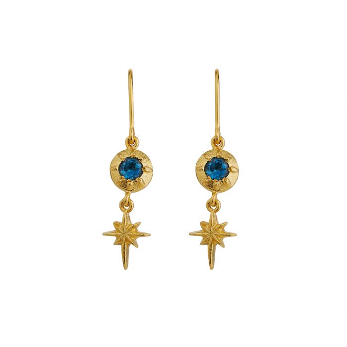 Guiding Star Blue Topaz Hook Earrings