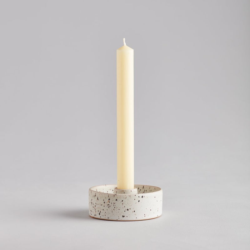 Plate Candle Holder Speckle Stone