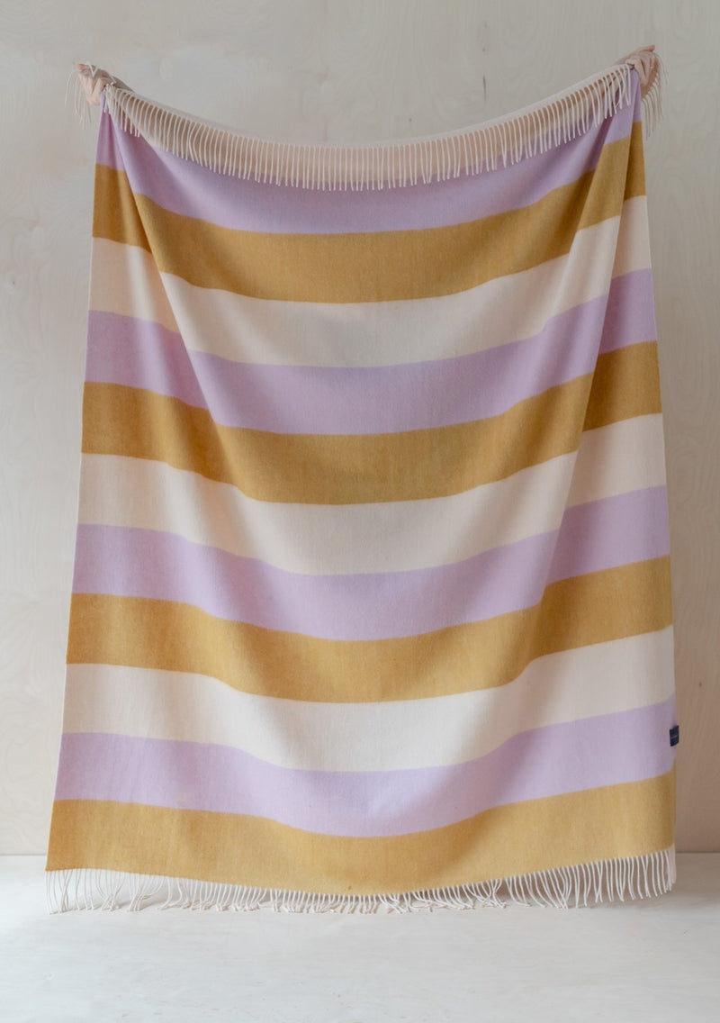Lambswool Blanket in Lilac Candy Stripe