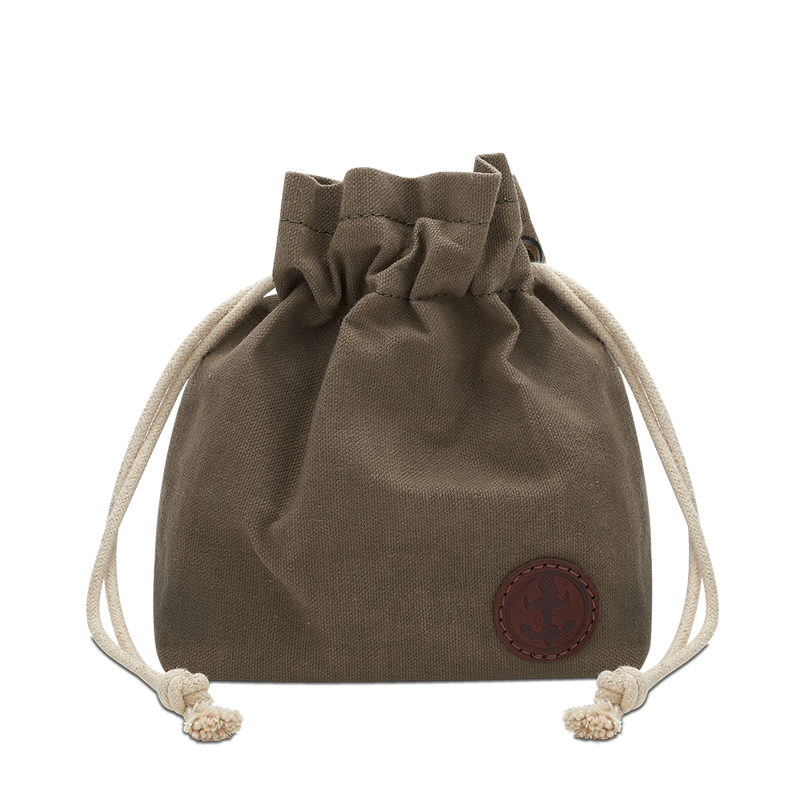 WAXED COTTON DRAWSTRING BAG