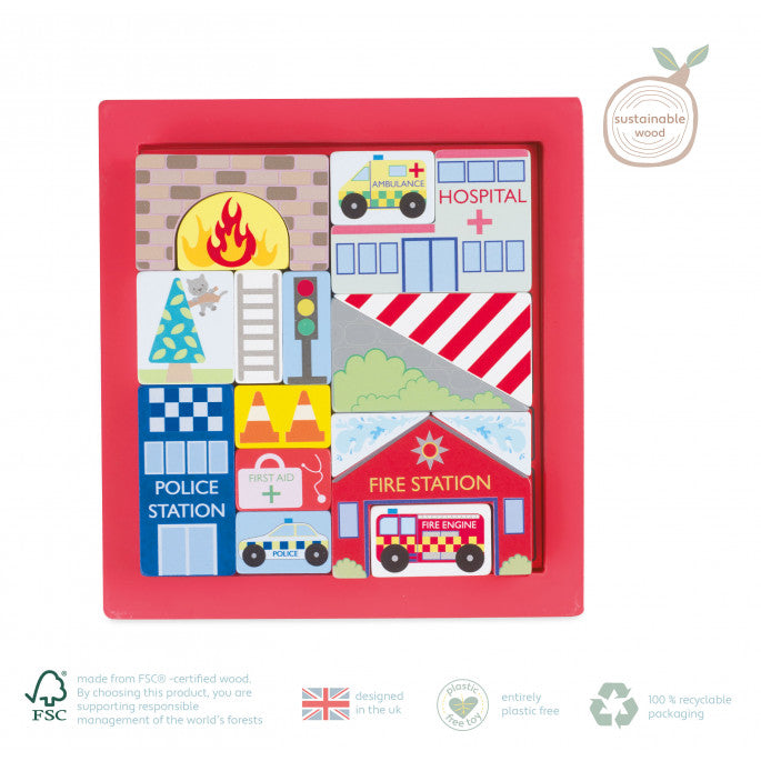 Orange Tree Toys - Block Puzzle Tray - Emergency