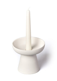 Porcini White Candle Holder in Matte Clay - Medium