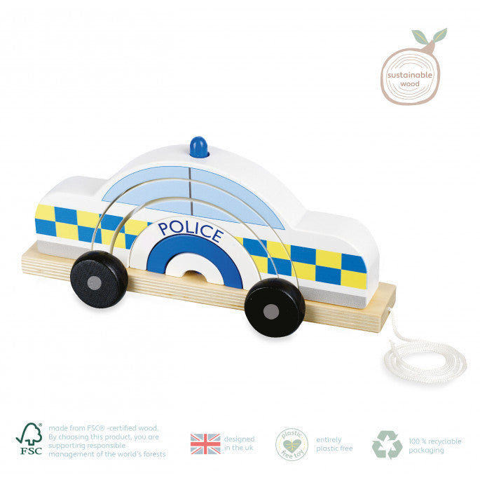 Orange Tree Toys - Police Car Stacking Pull Along