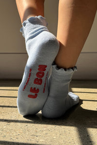 Ruffled Hugger Crew Socks -  Vintage Pink/ Black