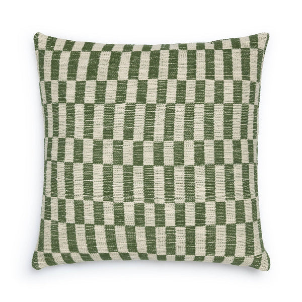 Cotton Woven Cushion Cover: Blok Green