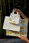 Paper Mirchi - Hand Block Printed Gift Bags (Medium) - Sunshine