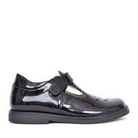 Evia T-Bar School Shoe - Black Patent Leather