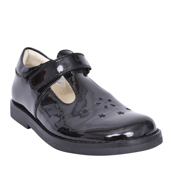 Evia T-Bar School Shoe - Black Patent Leather