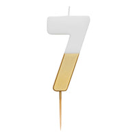 White & Gold Birthday Number Candles | 0-9 | Single |: 1