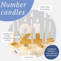 White & Gold Birthday Number Candles | 0-9 | Single |: 2