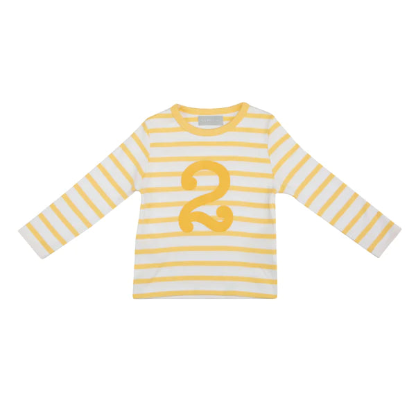 Bob & Blossom - Buttercup & White Breton Striped Number T Shirt