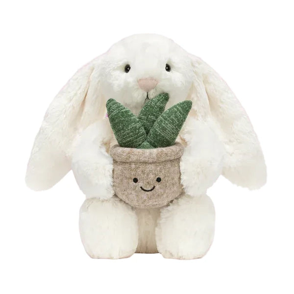 Cream Bunny with Plant