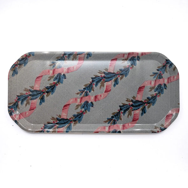 Large Octagonal Birch Wood Tray - Ribbon