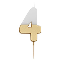White & Gold Birthday Number Candles | 0-9 | Single |: 2