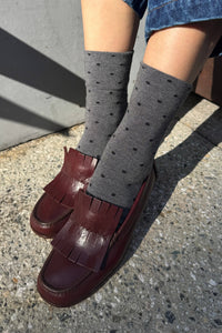 Polka Dot Sneaker Socks - Cacao/ Blue