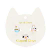 Cute Rings - Set of 3 - Bunny, Cat & Flower