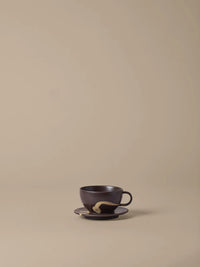 Koyo Cup with Saucer- Dark Brown/Buff