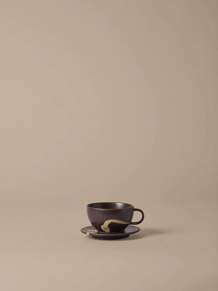 Koyo Cup with Saucer- Dark Brown/Buff