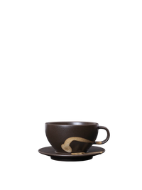 Koyo Cup with Saucer- Dark Brown/Buff