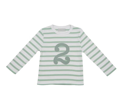 Seafoam & White Breton Striped Number T-Shirt