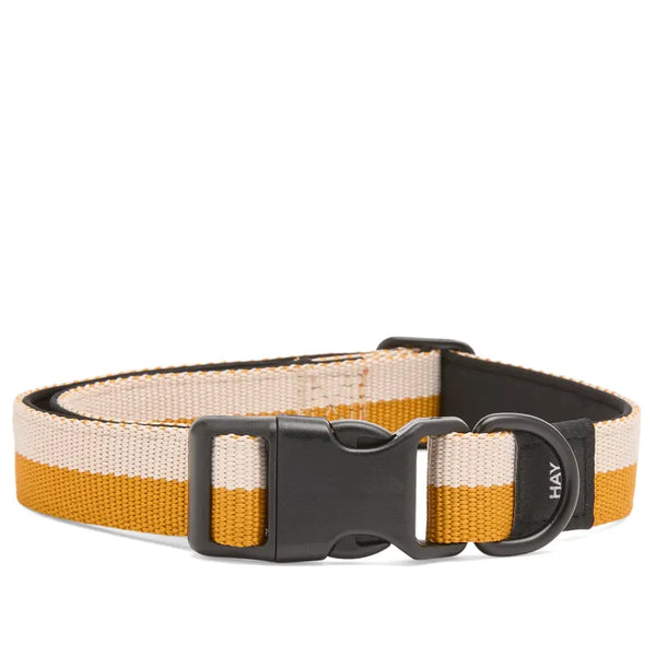 Dog Collar Flat S/M - Off White/Ochre