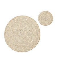 Jute Coasters in Pearl White/Natural, Tied Set of