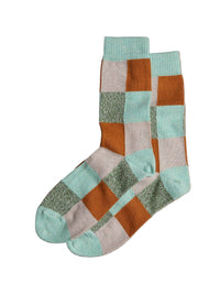 Organic Cotton Socks - Patchwork Mint: UK 8-11