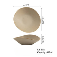 Gohobi Japanese Ceramic Irregular Salad Bowl: 8.5 inch