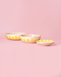 Ceramic Garlic Grater Plate - Small Pink & Yellow- Valentina: WITH PACKAGING