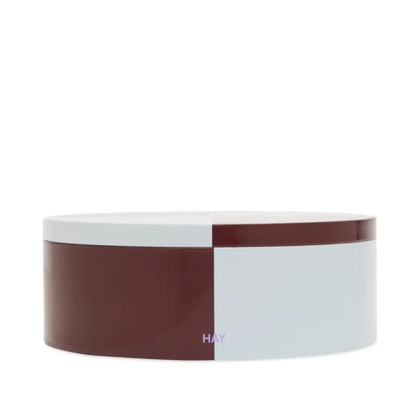 Tin Container - Round - Burgundy and Ice Blue