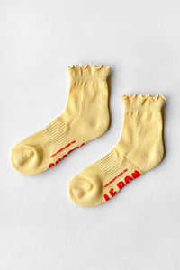 Ruffled Hugger Crew Socks -  Vintage Pink/ Black