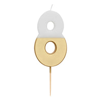 White & Gold Birthday Number Candles | 0-9 | Single |: 2