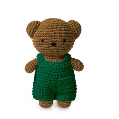 Crochet Boris Bear with Green Overalls