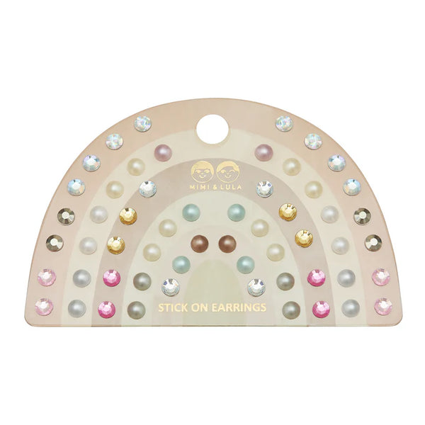 Pink Gem & Pearl Stick On Earrings