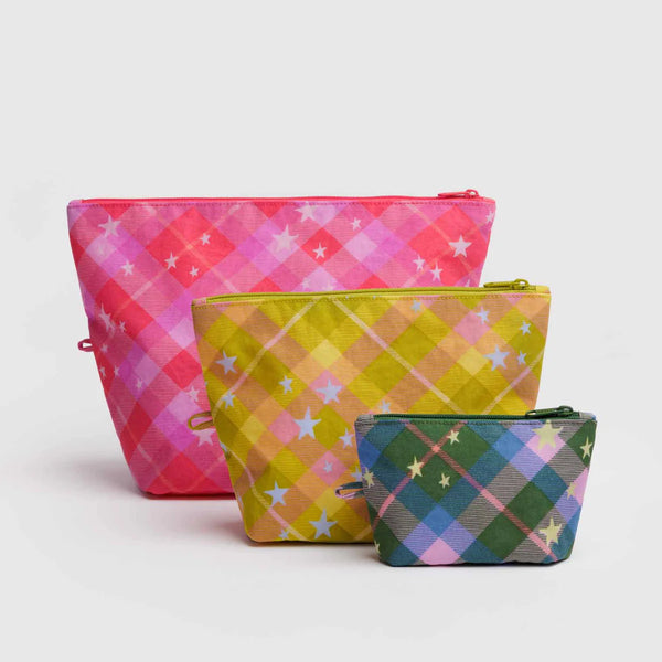 Go Pouch Set - Star Plaid