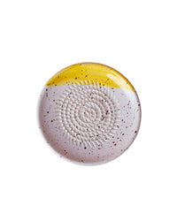 Small Ceramic Garlic Grater Plate - Yellow & White