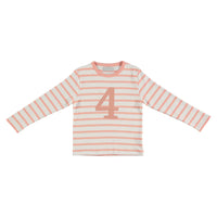 Shrimp & White Breton Striped Number T-Shirt