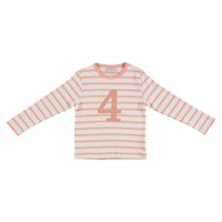 Bob & Blossom - Shrimp & White Breton Striped Number T Shirt