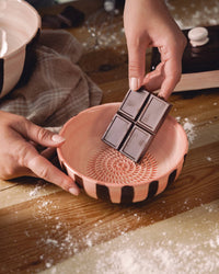 Large Ceramic Grater Plate & Spoon - Chocolate