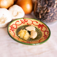 Small Ceramic Garlic Grater Plate - Green Alhambra