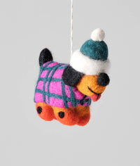 Toots, Dog In Hat Hanging Felt Ornament