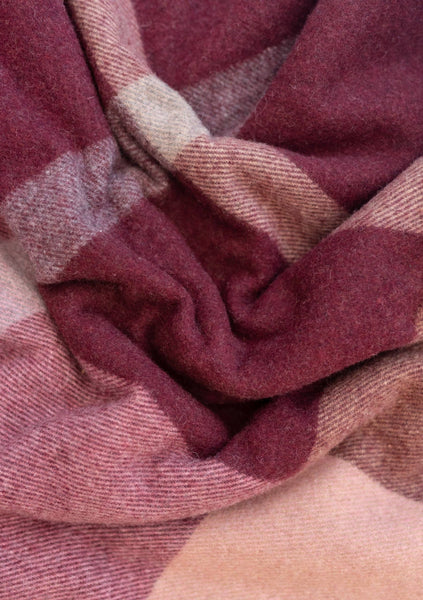 TBCo - Recycled Wool XL Blanket in Berry Oversized Patchwork Check