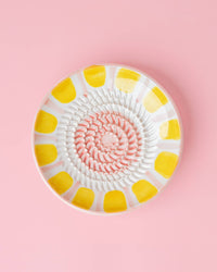 Ceramic Garlic Grater Plate - Small Pink & Yellow- Valentina: WITH PACKAGING